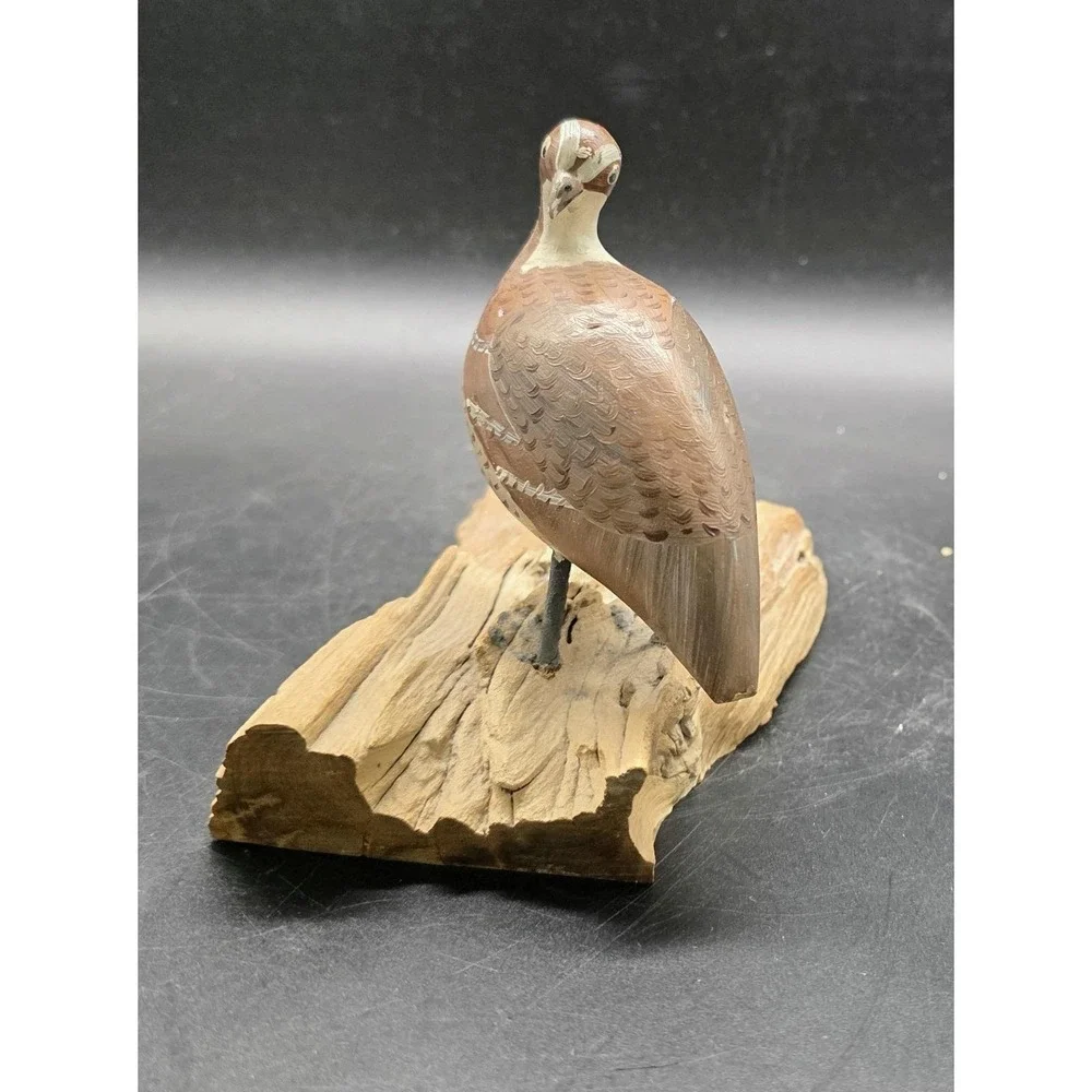 Vintage Hand Carved Wood Wooden Quail Partridge Figurine Sculpture 5.5